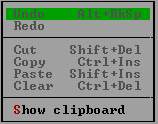 Menu 'Edit'