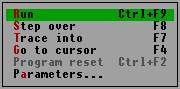 Menu 'Run'
